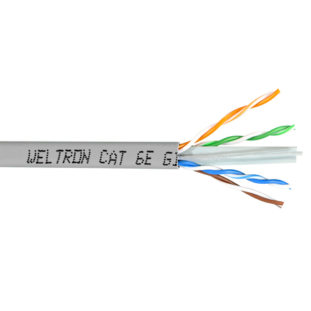 WELTRON 1000Ft Gray Cat6 Solid Cable Utp Cmr T2404L6-AH